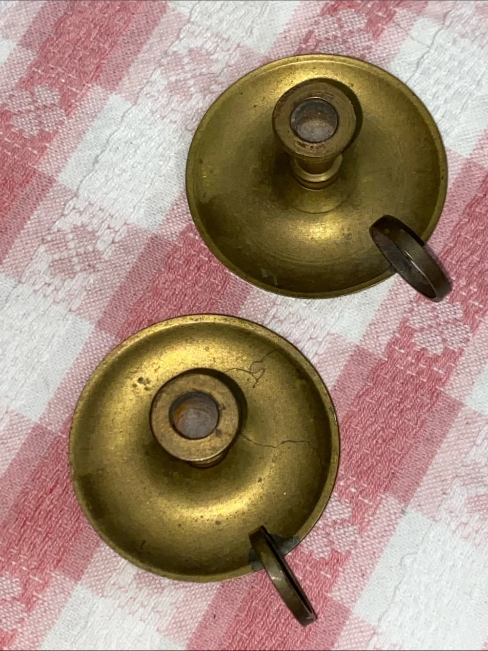 Vintage Brass Mini Chamberstick Candle Holders Pair